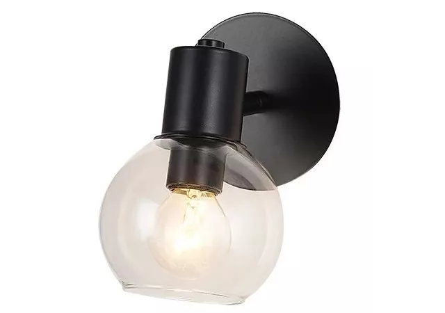 wandlamp zwart met helder glas excl. 1xE14