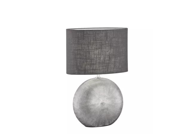 Tafellamp zilver/stof linnen antraciet (excl. 1x E27 max 40W)
