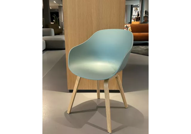 About a chair 222 oak base - polyprop dusty blue