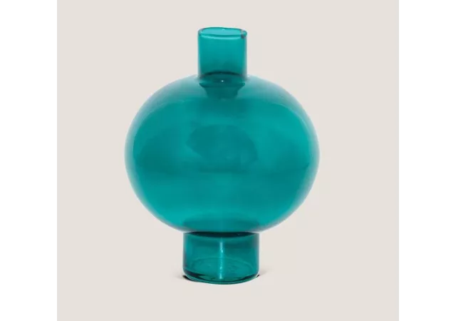SYCAMORE RECYCLED VASE GLASS ROUND D GREEN