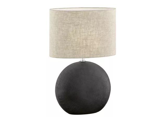 Tafellamp zwart keramiek/ stof linnen zand (excl. 1x E27 max 40W)