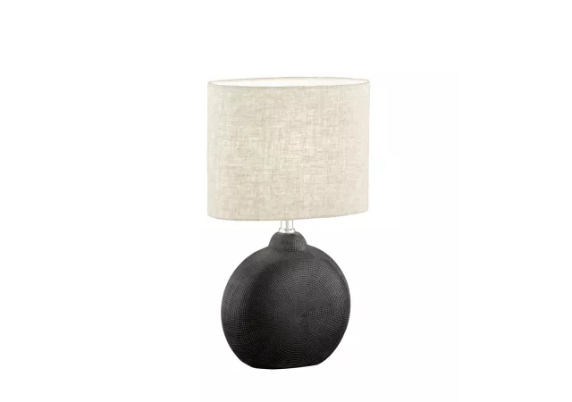 Tafellamp zwart keramiek/ stof linnen zand (excl. 1 x E14 max 40W)