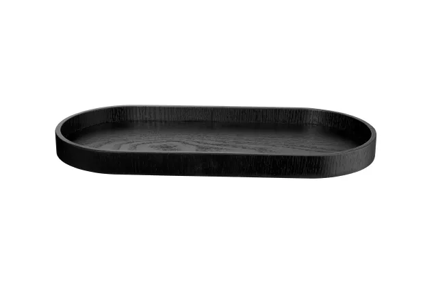 WOODEN TRAY OVAL BLACK