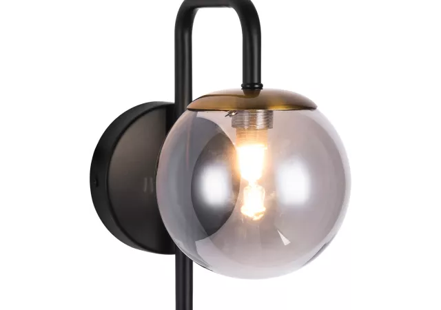 wandlamp mat zwart/brons (incl.led)