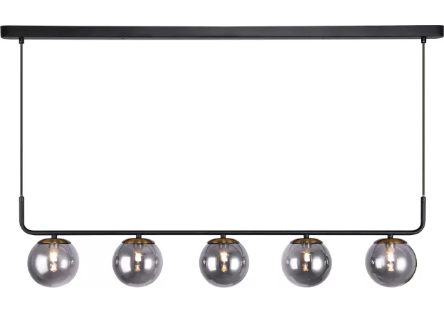 Hanglamp 5L  mat zwart/brons (incl.led)