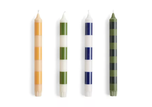 STRIPE CANDLE (4ST) - GREENS
